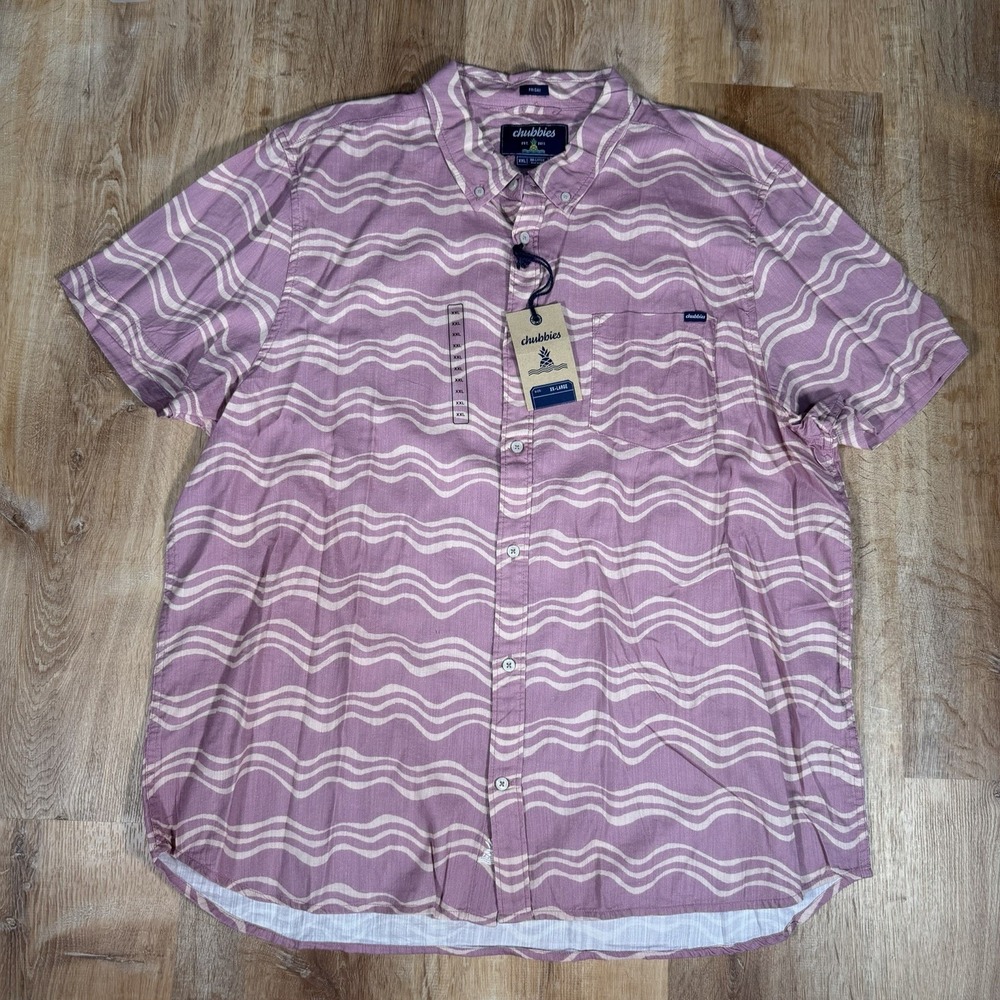 NEW Chubbies Men's XXL The Air Wave Mauve Resort Weave Friday Shirt Toucan $64